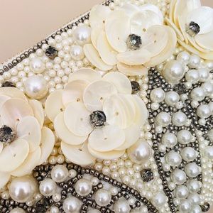 Pearl Beaded Clutch Wedding Prom NWT